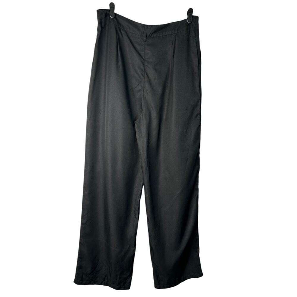 Pretty Little Thing Tall Black Cargo Pocket Detail Buckle Trouser SZ 14 Wide Leg - Picture 5 of 12